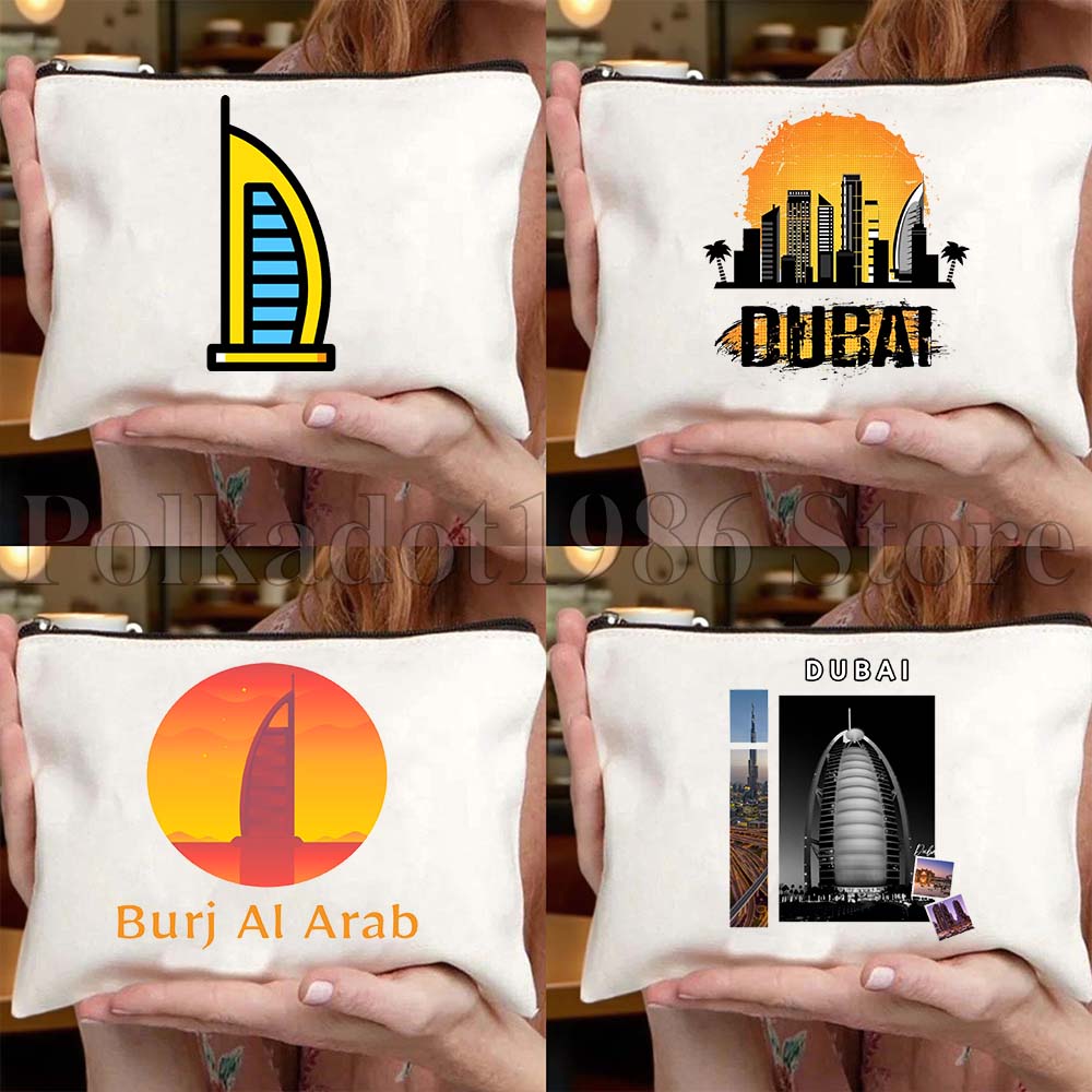 Women Bags In Dubai - Сумка-косметичка из холста с изображением Бурдж-Халифа,