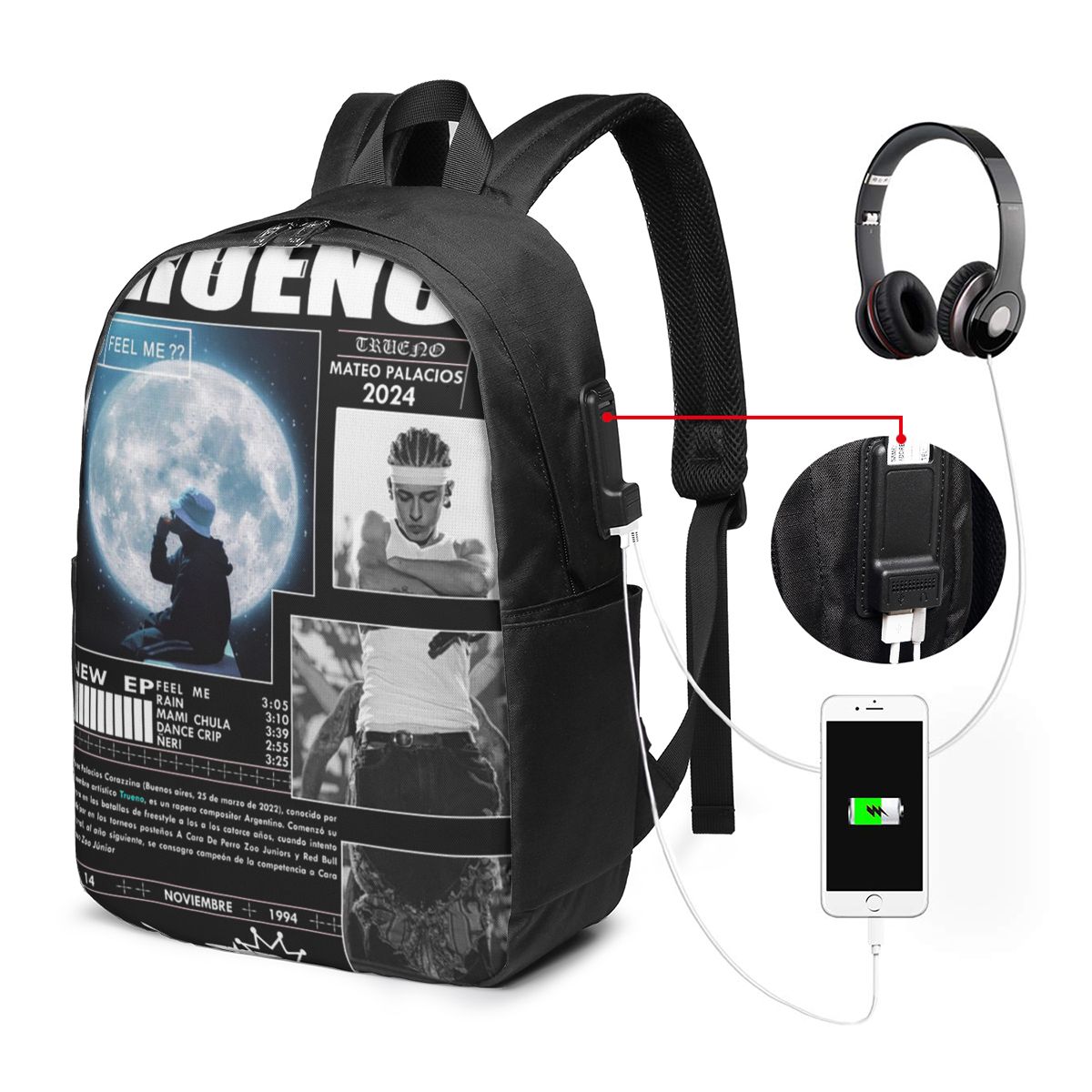 Women Bags For Laptop - Забавный рюкзак Trueno в стиле хип-хоп